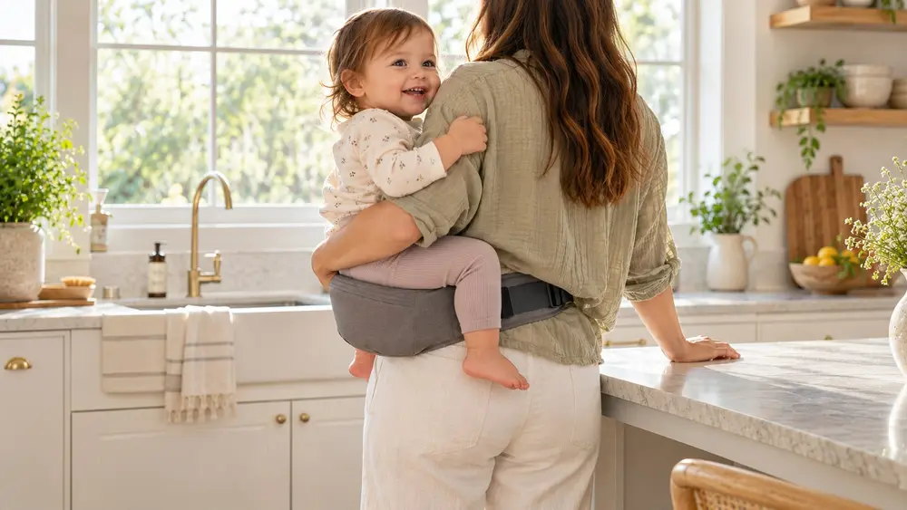 Un porte-bébé de hanche à la maison (illustration générée par IA)